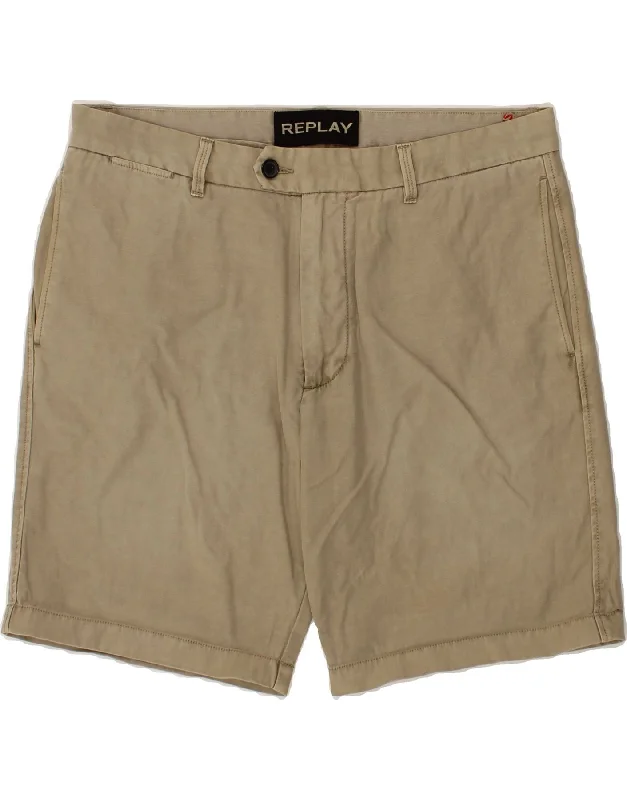 REPLAY Mens Chino Shorts W36 Large Grey Cotton