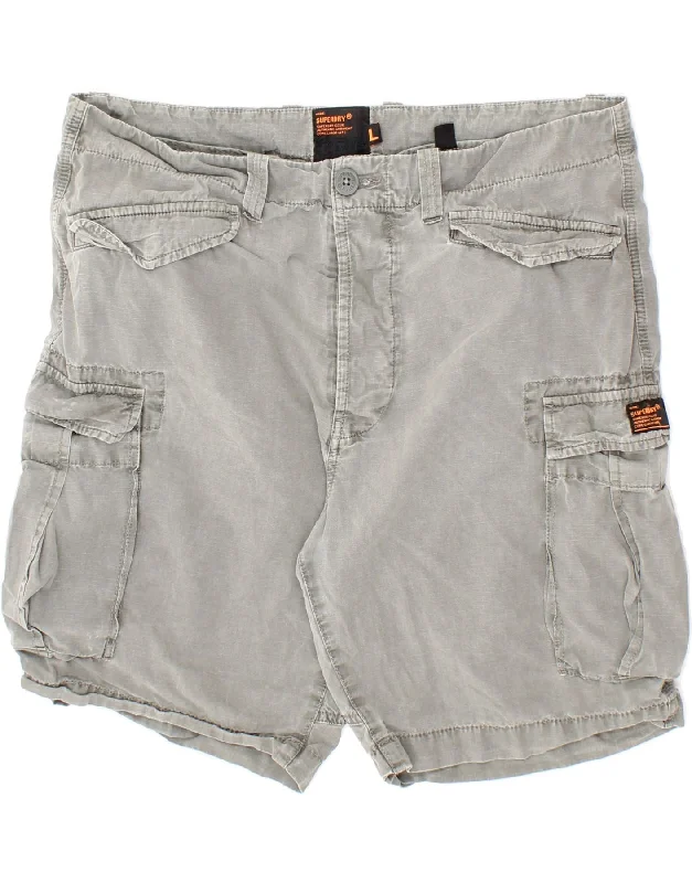 SUPERDRY Mens Cargo Shorts Large W34  Grey Cotton