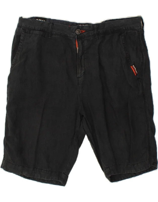 SUPERDRY Mens Slim Chino Shorts W36 Large Black Linen