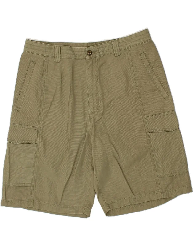 TOMMY BAHAMA Mens Relaxed Fit Cargo Shorts W33 Medium Khaki Tencel