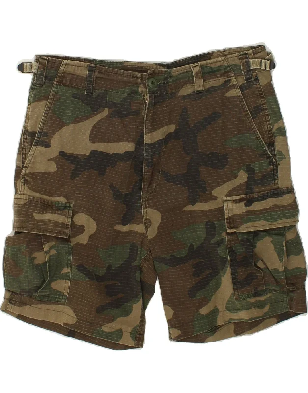 VINTAGE Mens Cargo Shorts W34 Large  Khaki Camouflage Cotton