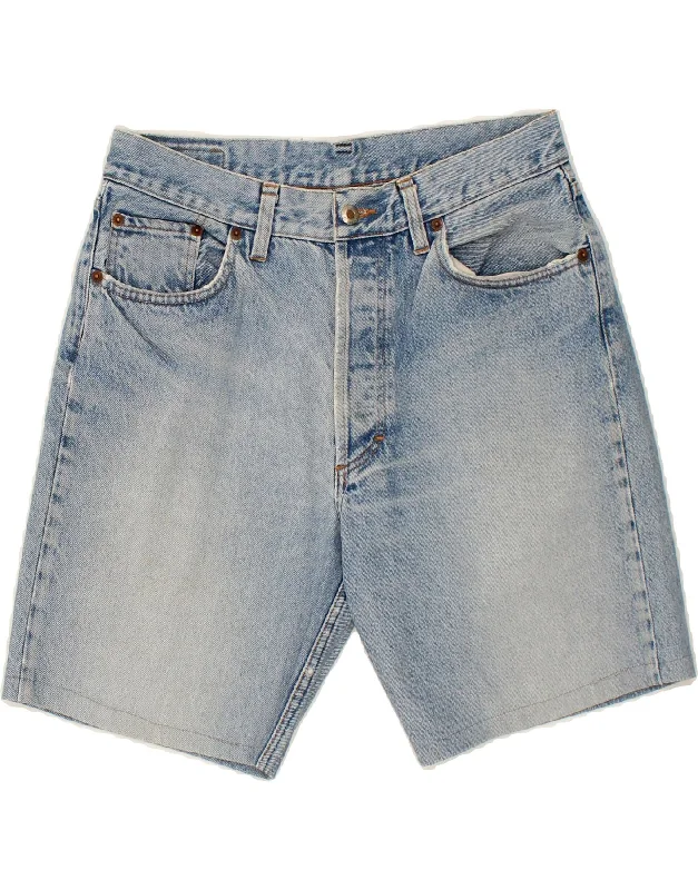 VINTAGE Mens Denim Shorts W33 Medium Blue Cotton