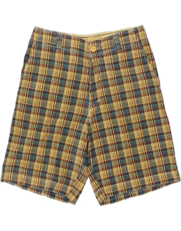 WOOLRICH Mens Chino Shorts W30 Medium  Yellow Check Cotton