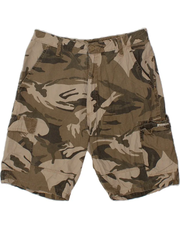 WRANGLER Mens Cargo Shorts W34 Large Brown Camouflage Cotton